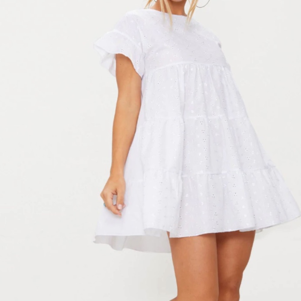 Embroidered Smock Dress